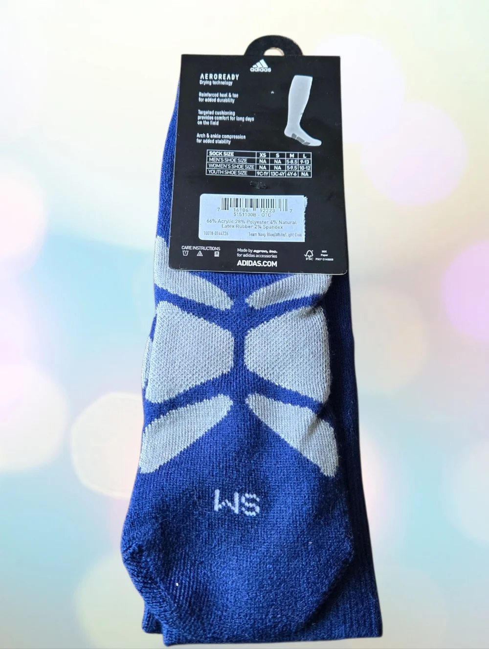 New Mens ADIDAS Blue Team Baseball Over The Calf  Compression Socks Size S